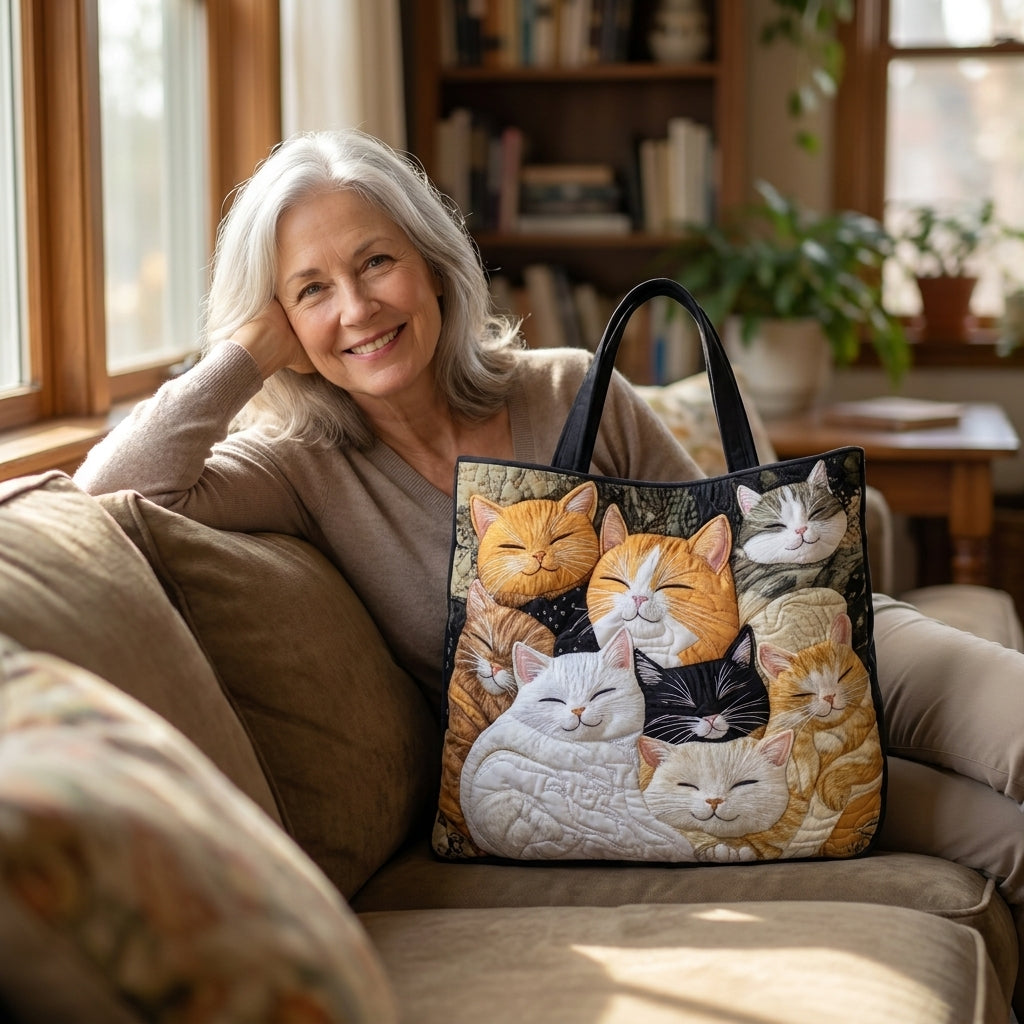 Slapende kittens — ambachtelijke gewatteerde tas