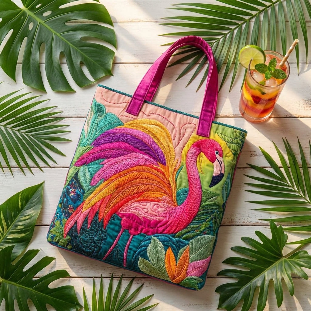 Regenboogflamingo — ambachtelijke gewatteerde tas