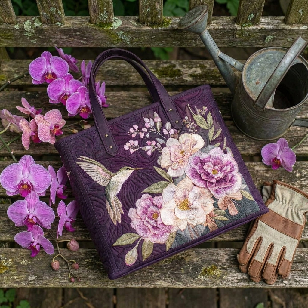 Kolibries en orchideeën — ambachtelijke gewatteerde tas