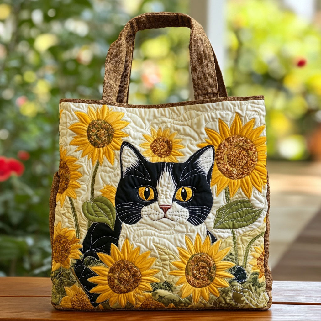 Charmante zwart-witte kat — gewatteerde shopper