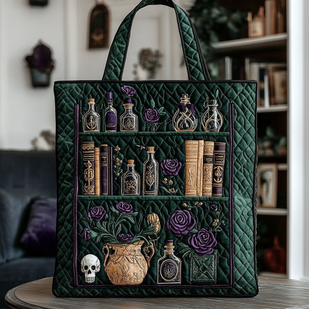 Gotische botanische boekenkast — gewatteerde shopper