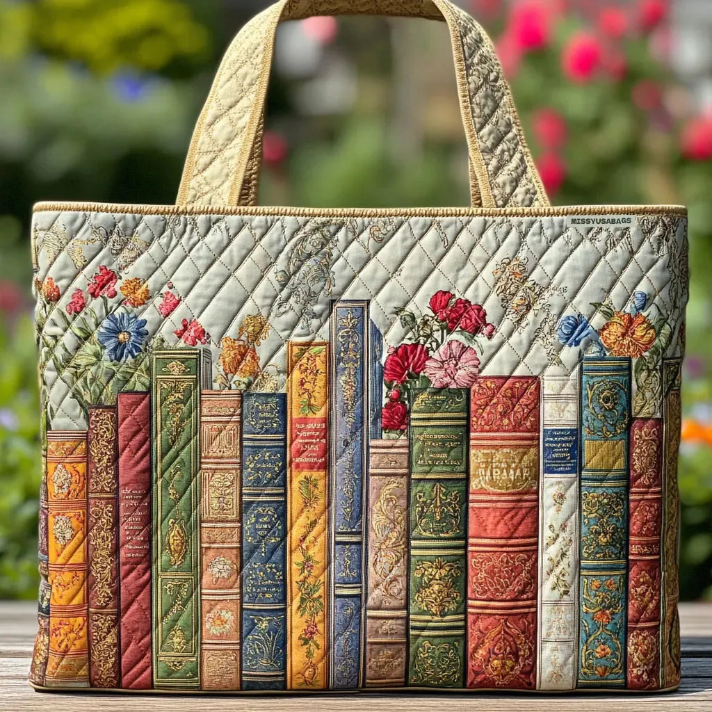 Betoverde bibliotheek — ambachtelijke gewatteerde tas