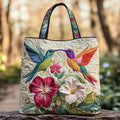 Kolibrie en witte bloemen — ambachtelijke gewatteerde tas