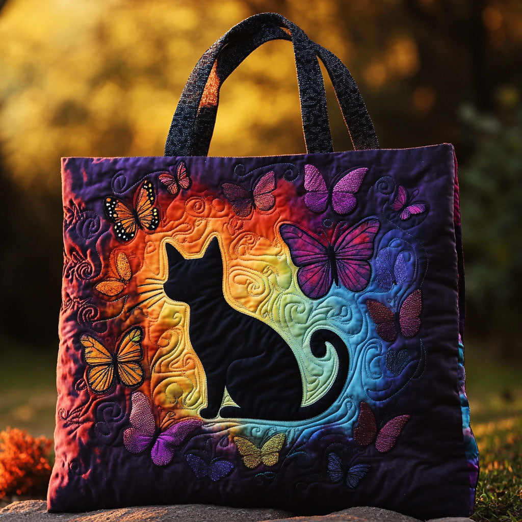 Kat met vlinderwens — gewatteerde shopper