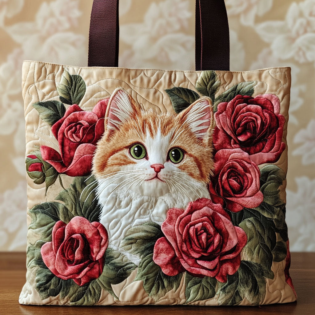Bloemenkat — gewatteerde shopper