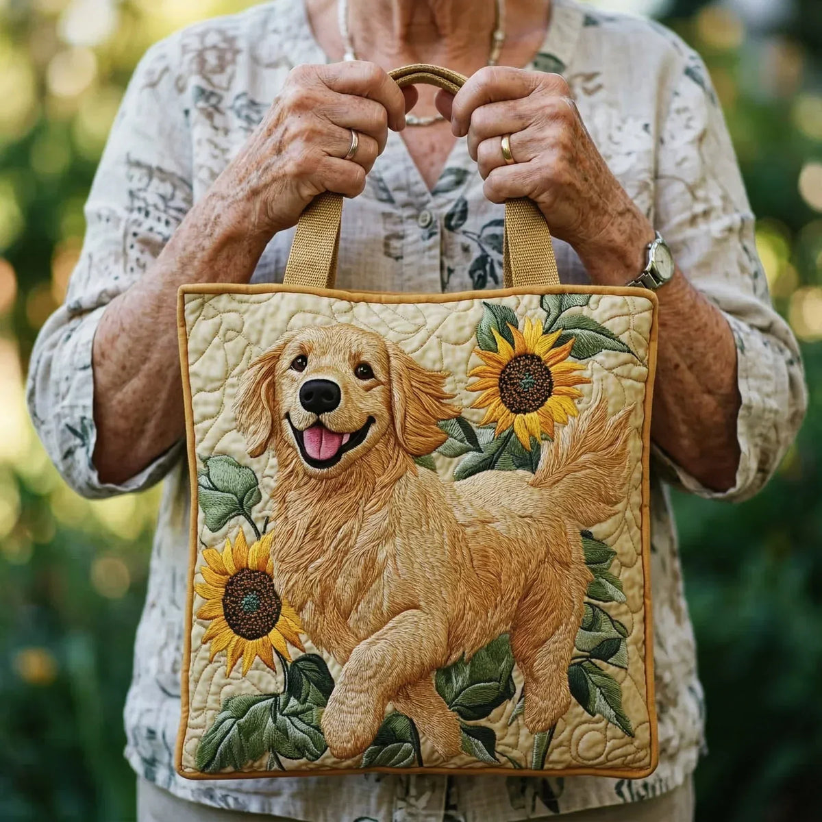 Golden retriever — ambachtelijke gewatteerde tas